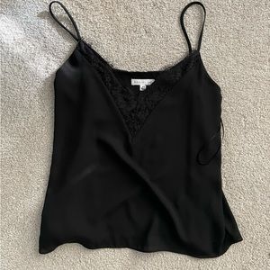 BLACK TANK LACE TRIM V NECK